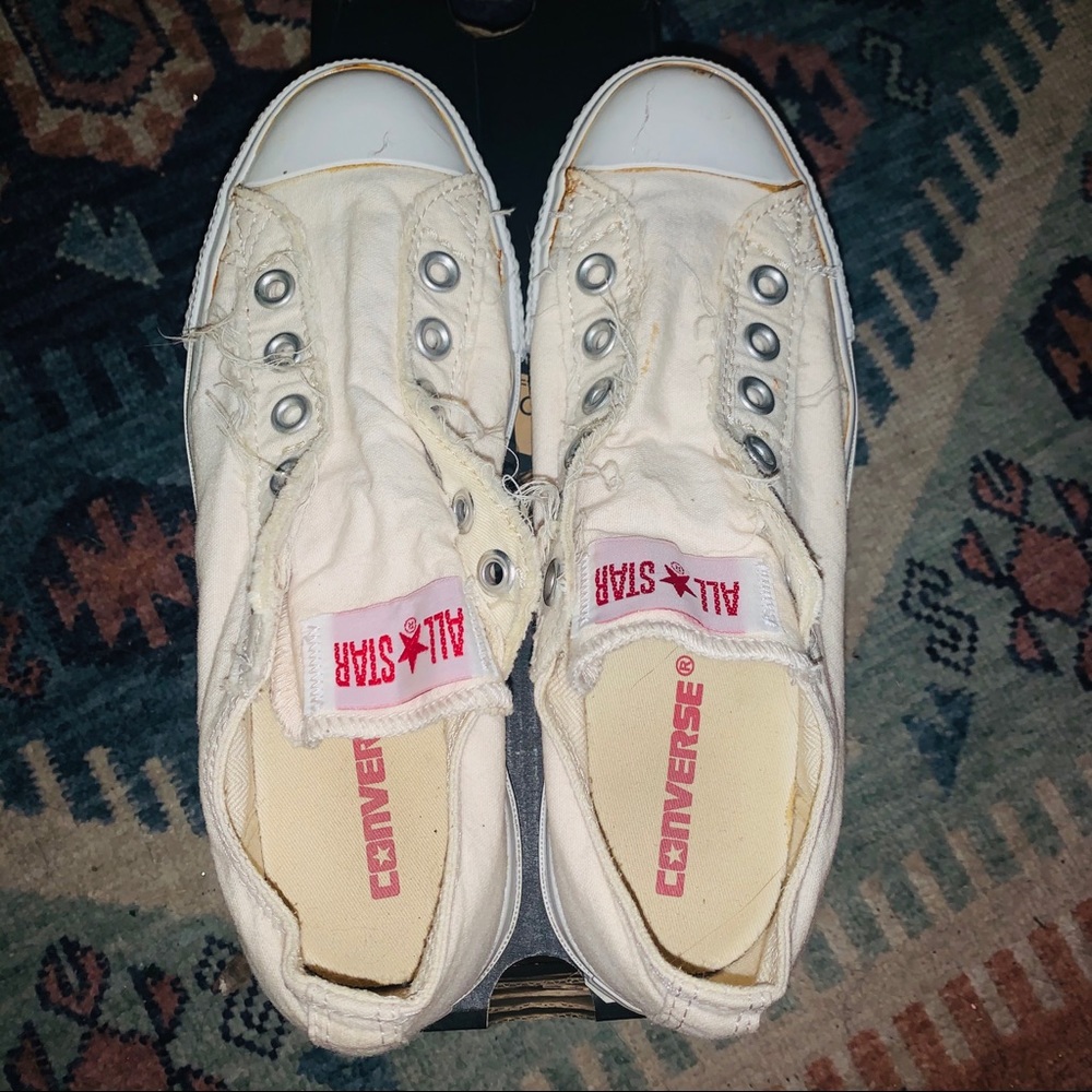 Converse no lace slip ons off white size 7